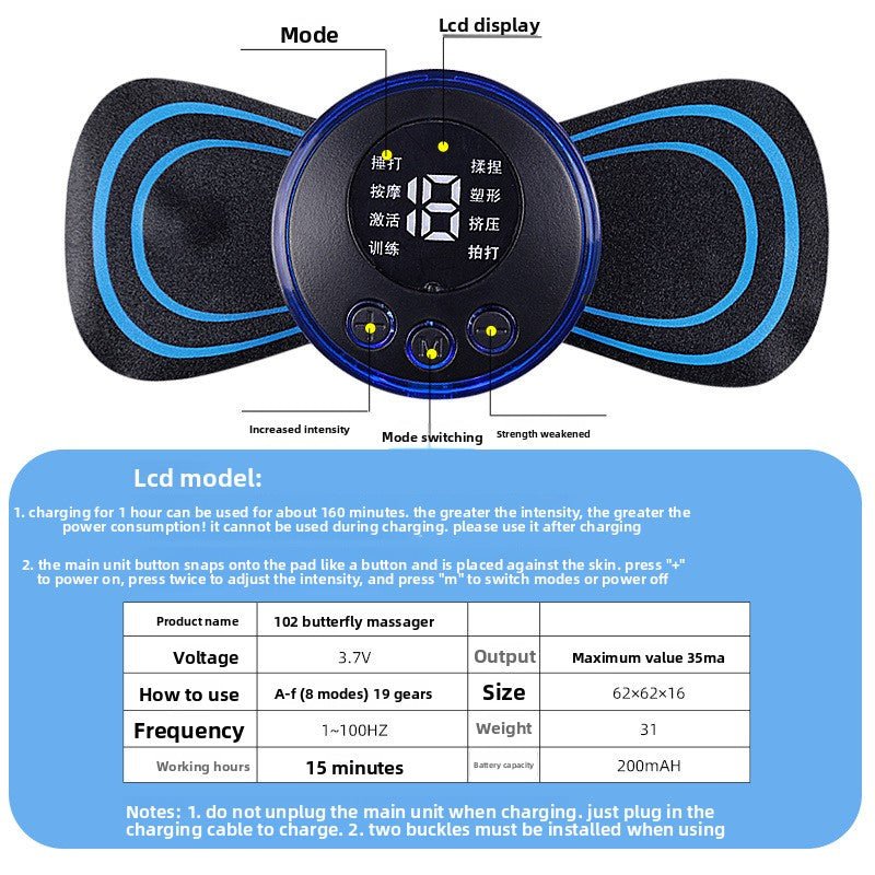 Lumio - Portable EMS Muscle Stimulation Massager with Gel Pads