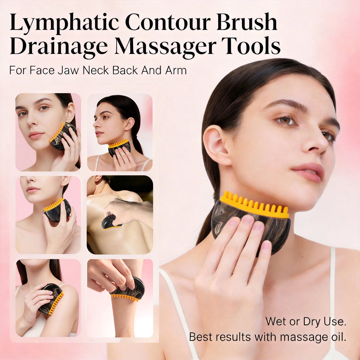 Lumio - Lymphatic Drainage Face Contour Brush Silicone Body Scraping Massager